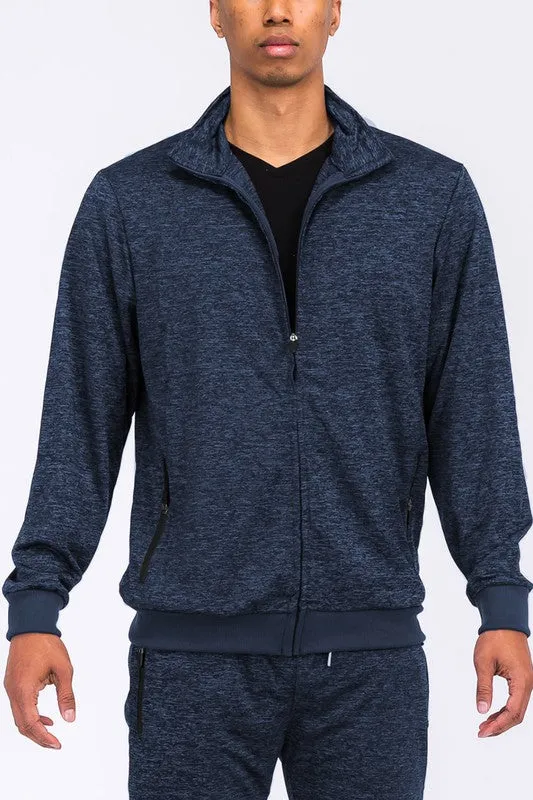 Men's Speckled Track Jacket Zipper Front