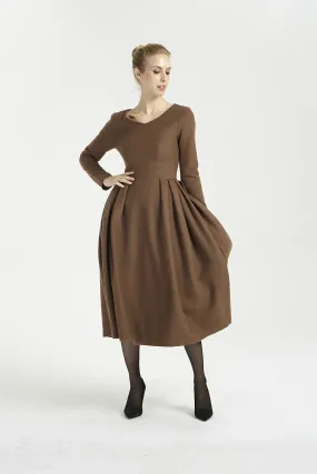 midi wool dress with long sleeve 2001