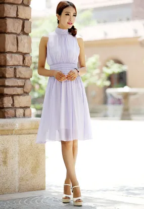 Mini purple dress chiffon dress cute wedding dress 997