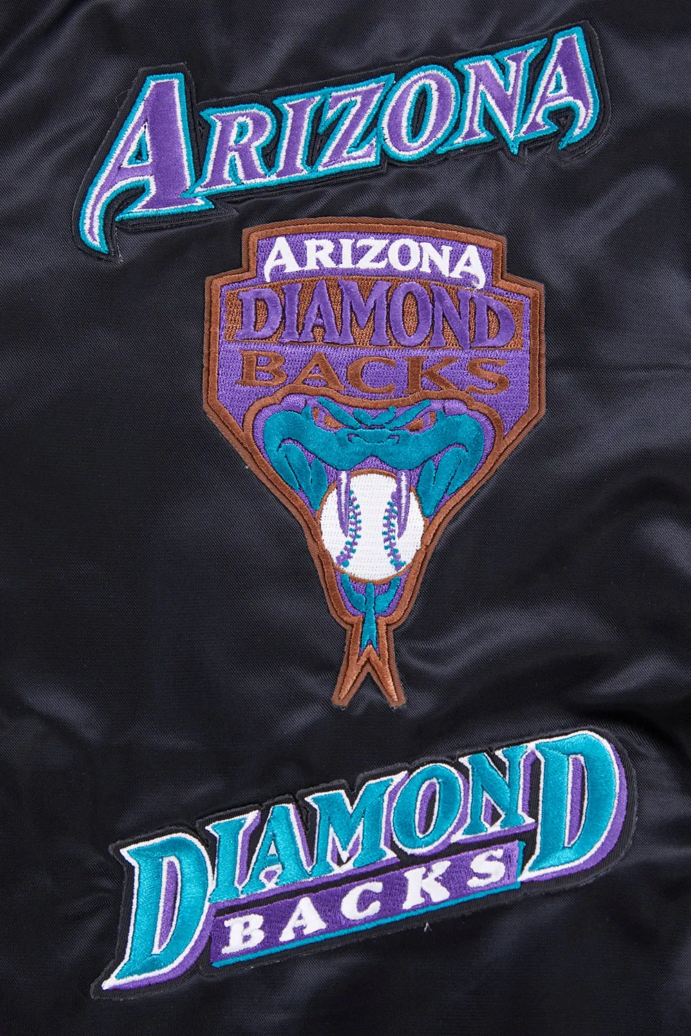 MLB ARIZONA DIAMONDBACKS RETRO CLASSIC MEN'S RIB SATIN JACKET (BLACK)