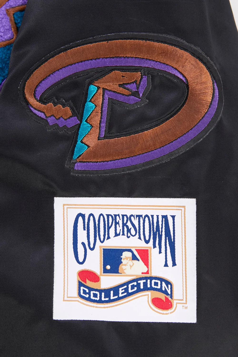 MLB ARIZONA DIAMONDBACKS RETRO CLASSIC MEN'S RIB SATIN JACKET (BLACK)