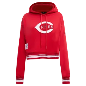 MLB CINCINNATI REDS RETRO CLASSIC WOMEN'S RIB CROPPED PO HOODIE (RED)