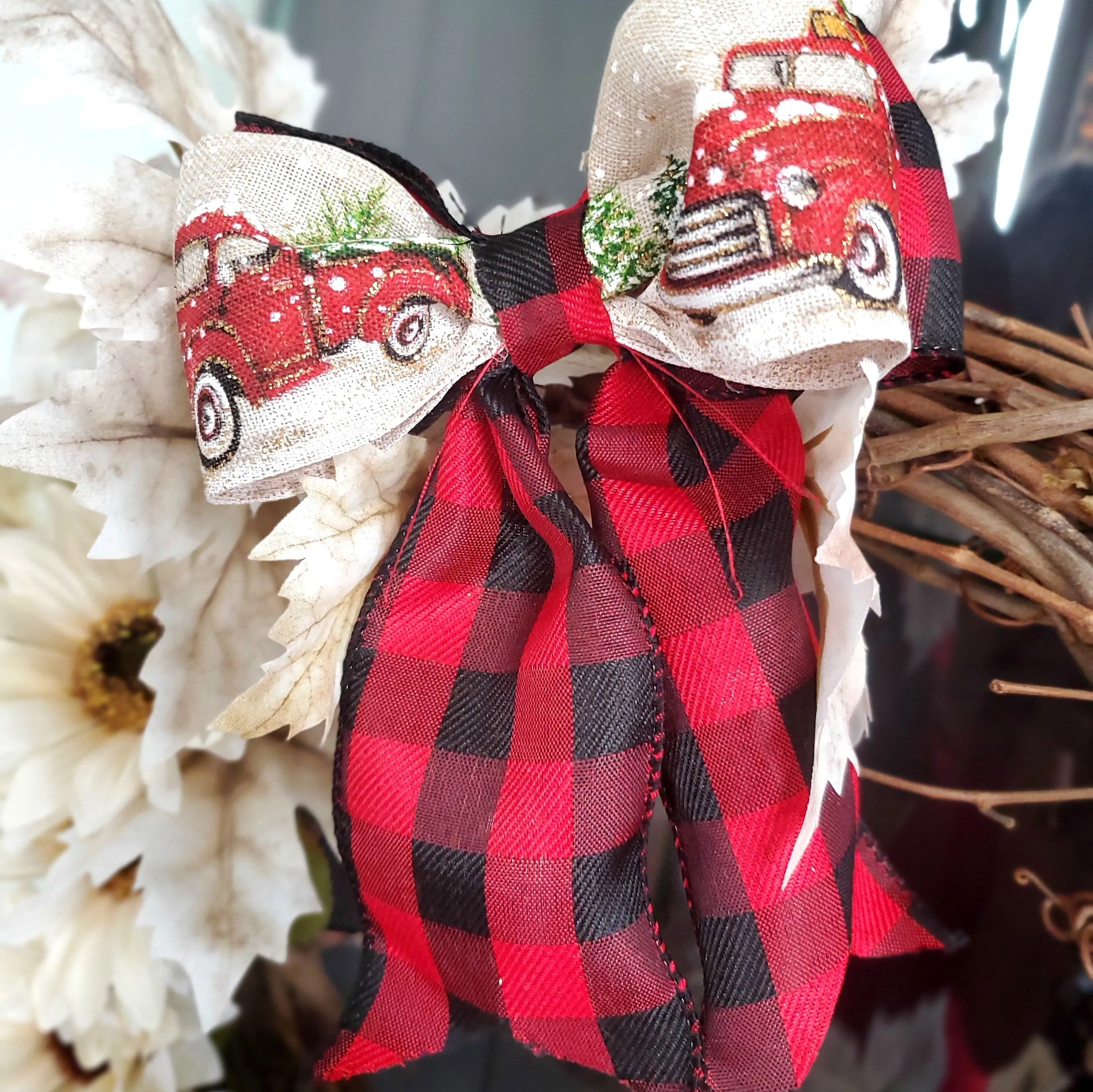 Multi Pack Christmas Plaid   Truck Bow