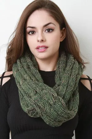 Multi Tone Cable Knit Infinity Scarf