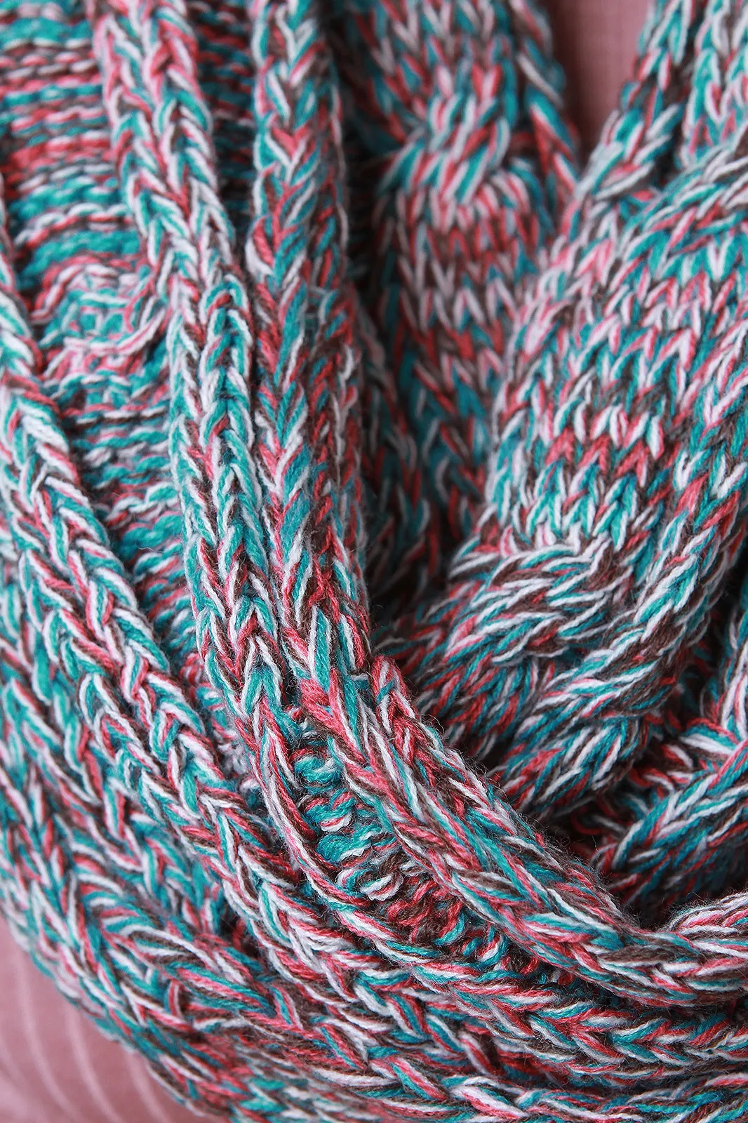 Multi Tone Cable Knit Infinity Scarf