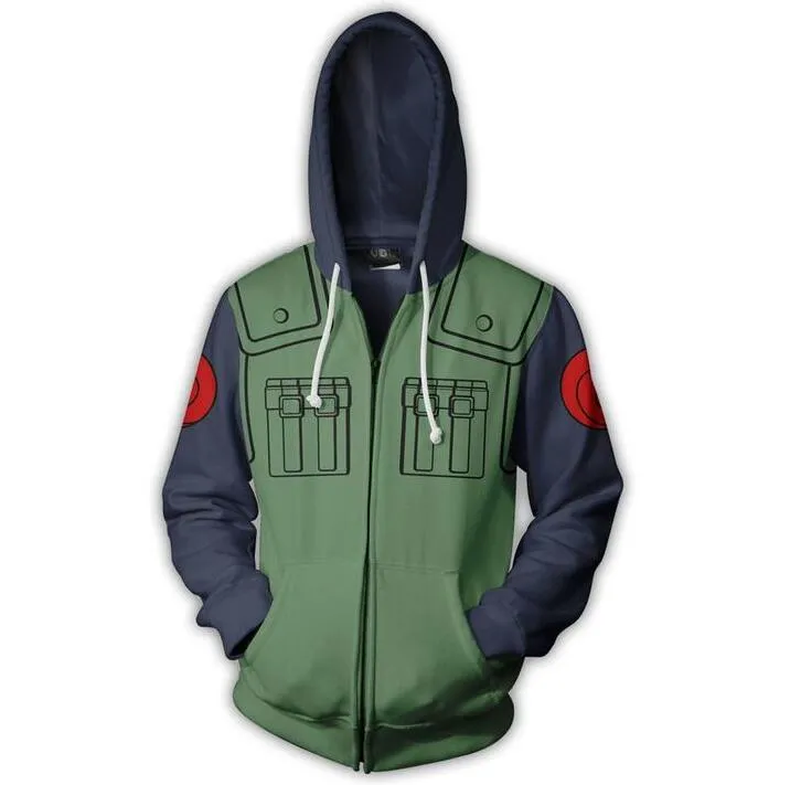 Naruto Shippuden - Kakashi Hatake Inspired Zip-up Hoodie