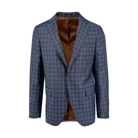 Navy and Brown Check Australian Merino Sport Coat