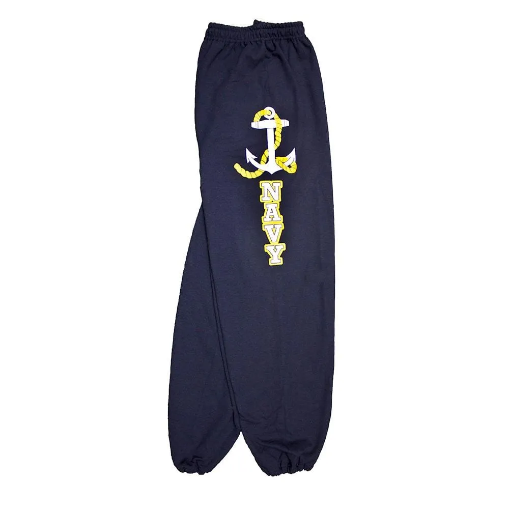 Navy White and Gold Anchor Sweatpants