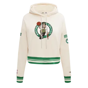 NBA BOSTON CELTICS RETRO CLASSIC WOMEN'S RIB CROPPED PO HOODIE (EGGSHELL/ KELLY GREEN)