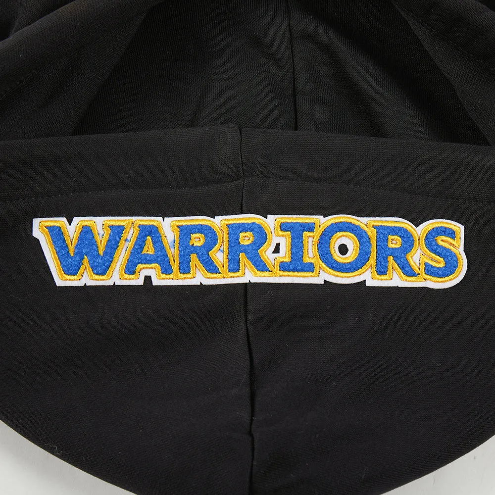 NBA GOLDEN STATE WARRIORS MASHUP WOMEN'S RIB CROPPED PO HOODIE (BLACK)