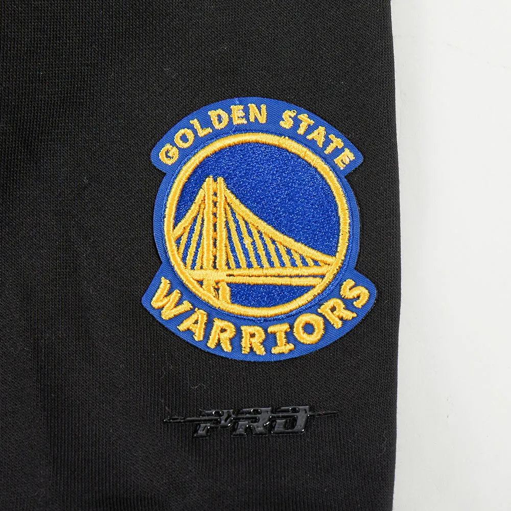 NBA GOLDEN STATE WARRIORS MASHUP WOMEN'S RIB CROPPED PO HOODIE (BLACK)