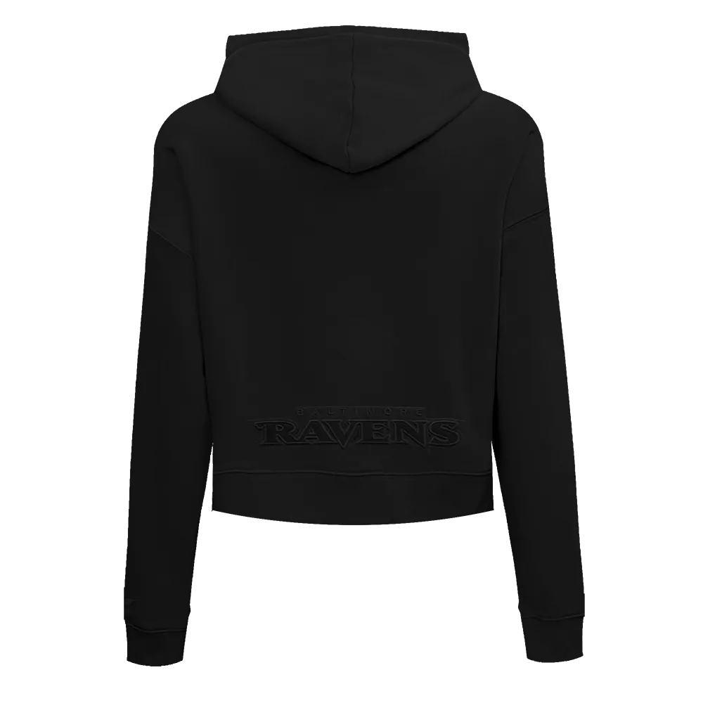 NFL BALTIMORE RAVENS NEUTRAL WOMEN'S CROPPED PO HOODIE (BLACK)