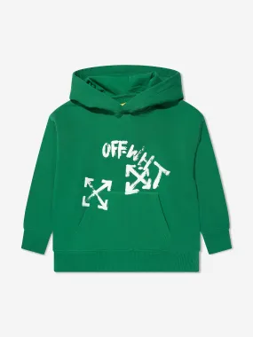 Off-White Boys Paint Script Hoodie Green