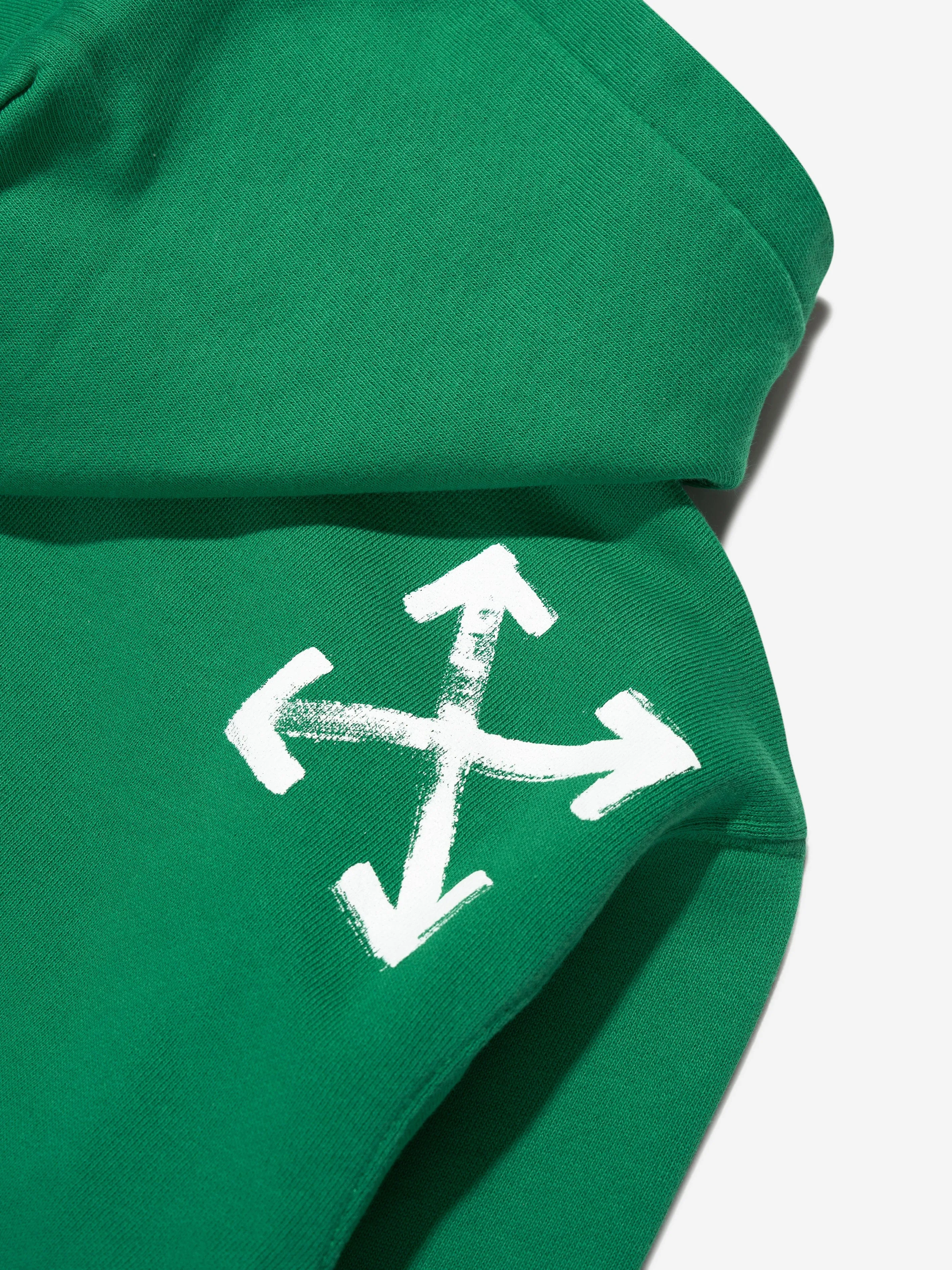 Off-White Boys Paint Script Hoodie Green