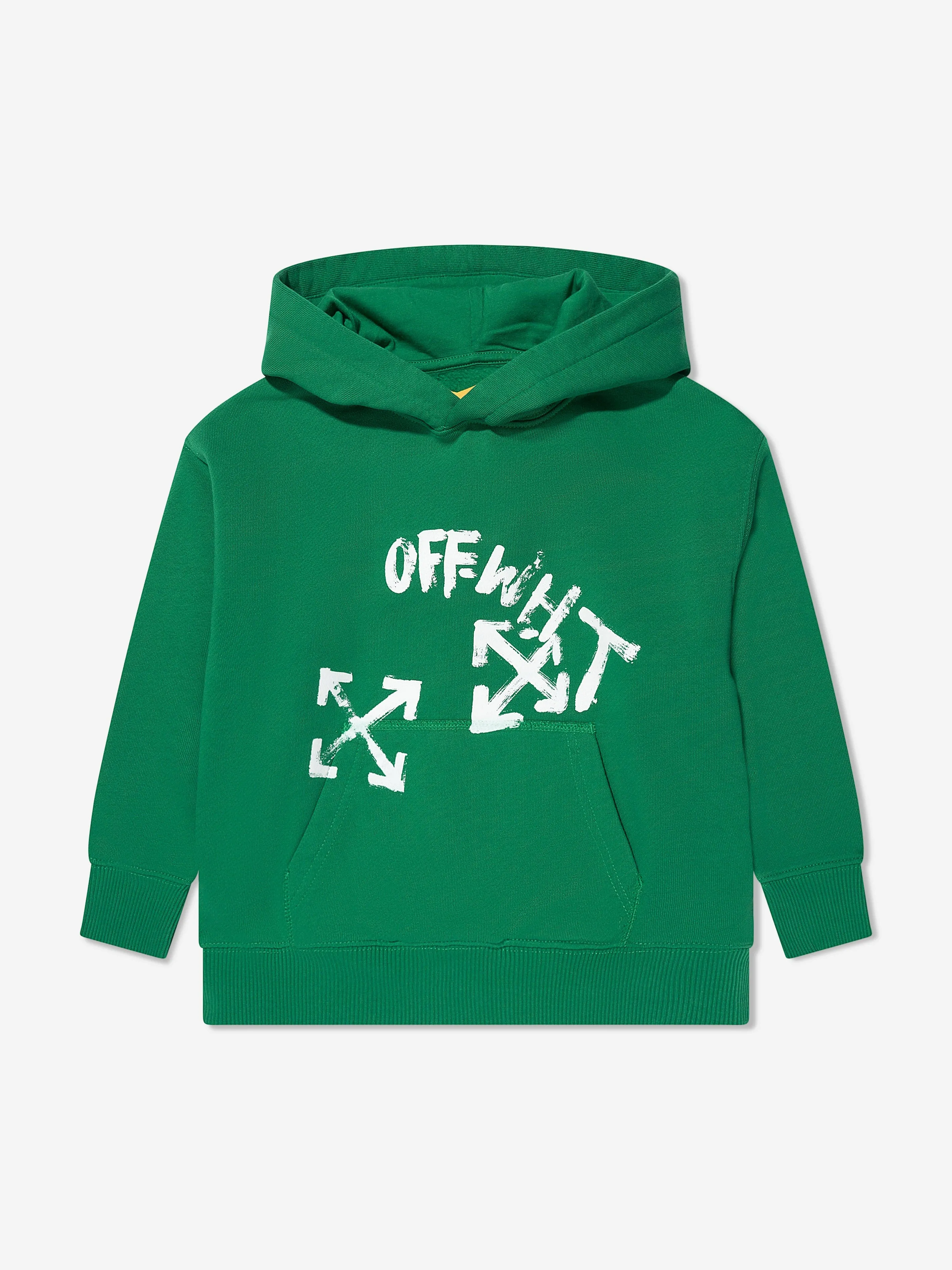 Off-White Boys Paint Script Hoodie Green