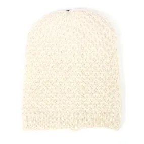 Off White Ringlet Textured Slouchy Beanie