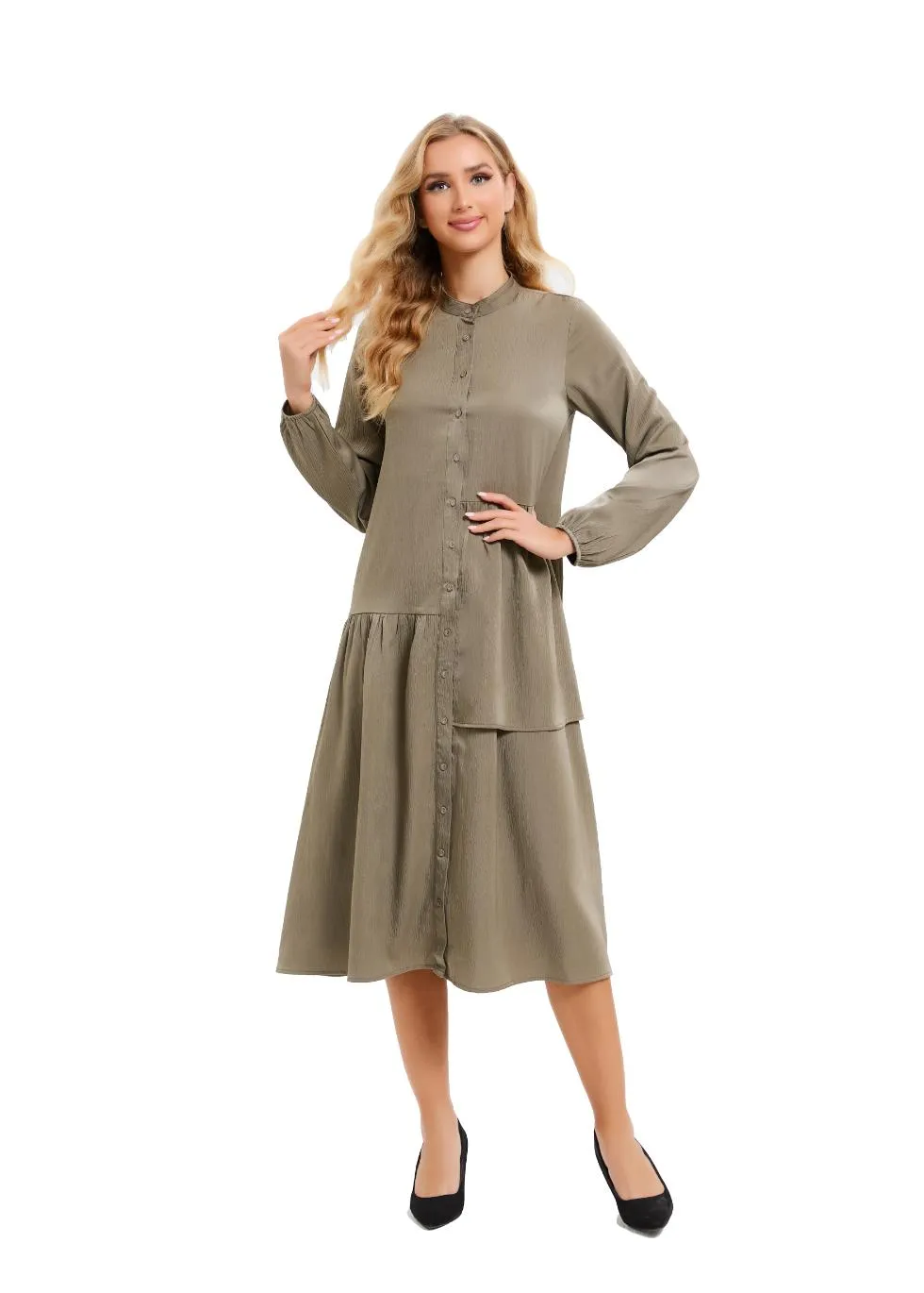 Olive Serenity Midi Dress