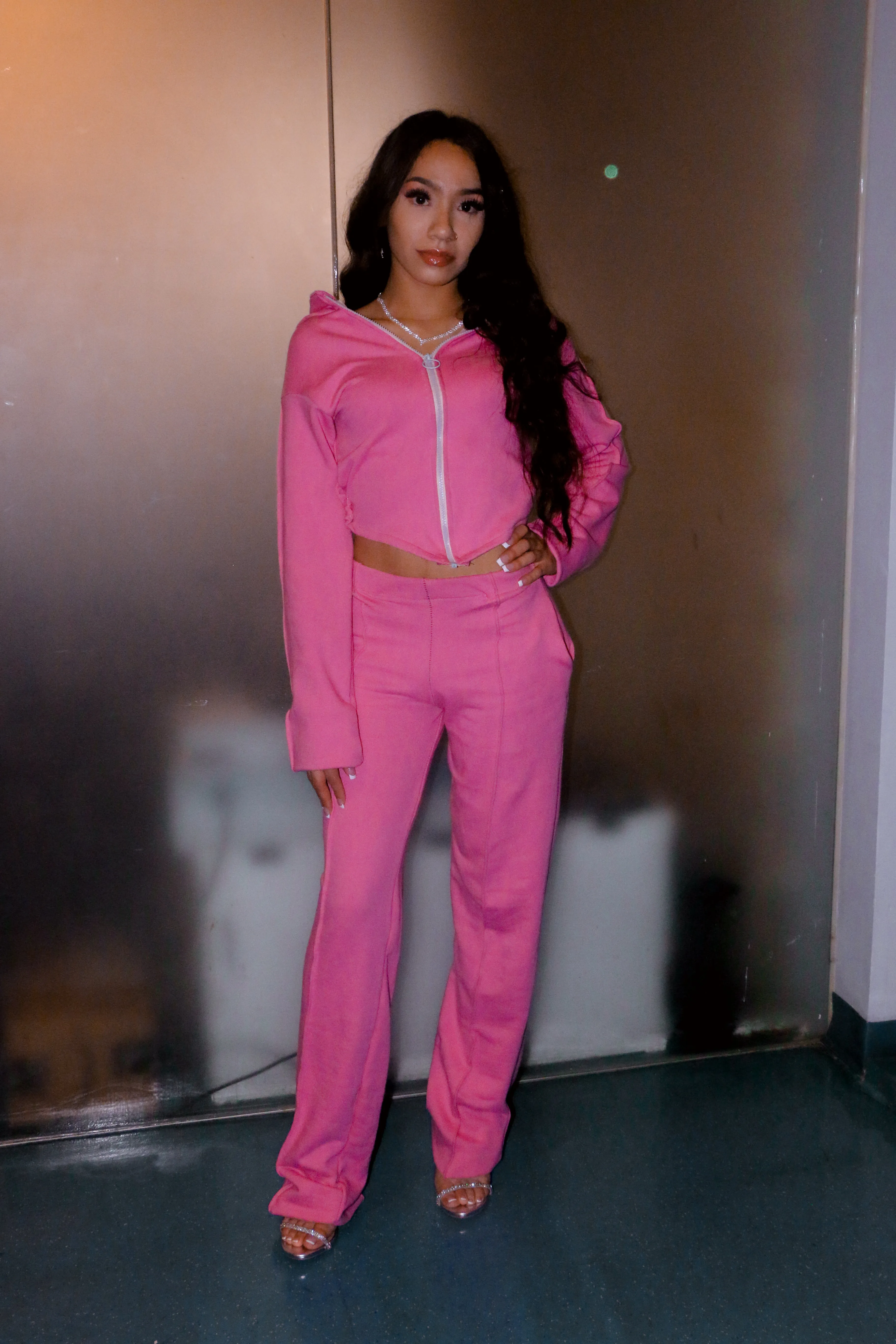 Orchid Pink Wide Leg Sweatpants