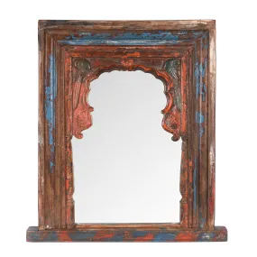 Painted Indian Window Mirror From Rajasthan - 19th Century