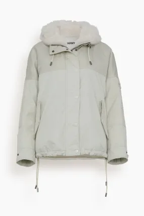 Parka Mix Coat with Lamb Trim in Fog