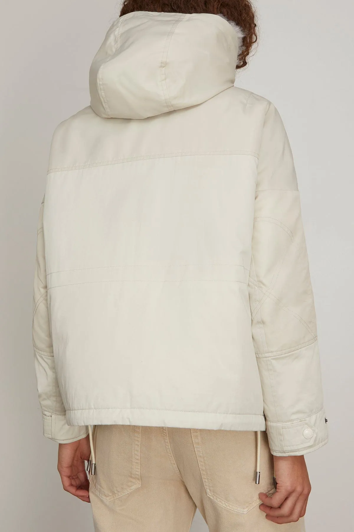 Parka Mix Coat with Lamb Trim in Fog