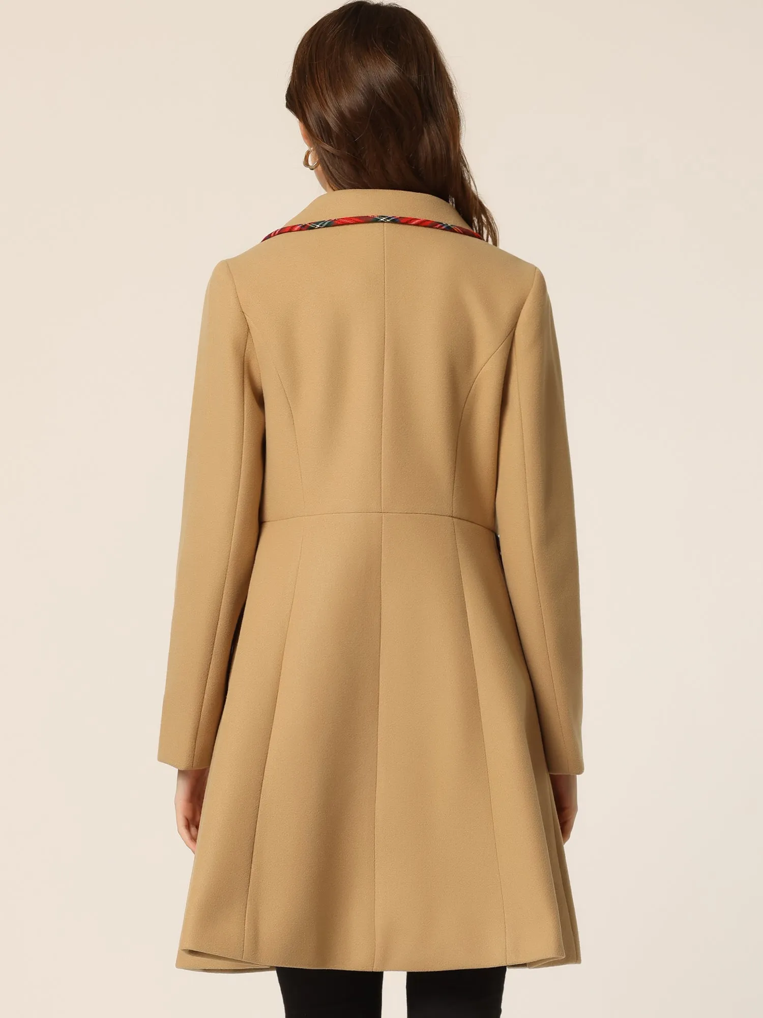 Peter Pan Collar Contrast Trim Single Breasted Winter Long Coat