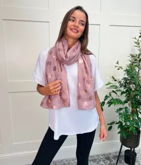 Pink Rose Gold Spot Print Scarf