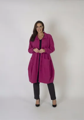 Pink Tab Trim Barrel Wool Coat