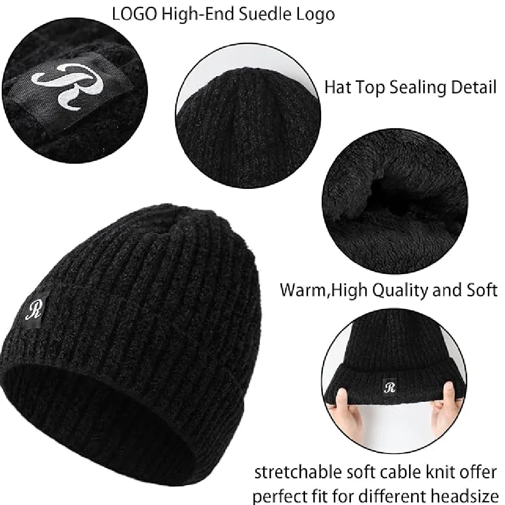 Premillow Knit Beanie Winter Hat | Thermal Thick Polar Fleece Snow Skull Cap