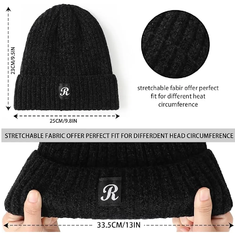 Premillow Knit Beanie Winter Hat | Thermal Thick Polar Fleece Snow Skull Cap