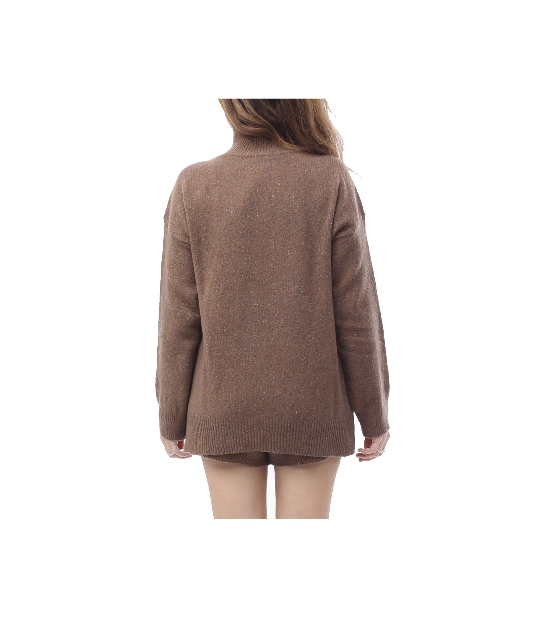 Pullover A Collo Alto - Marrone