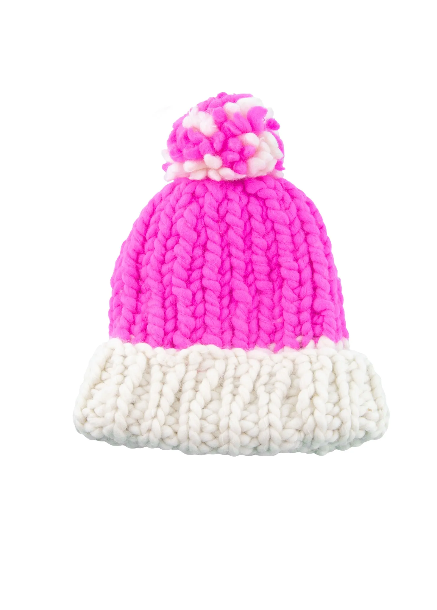 READY TO SHIP CLEARANCE SALE!! Two Tone Pompom Beanie - Merino-SALE