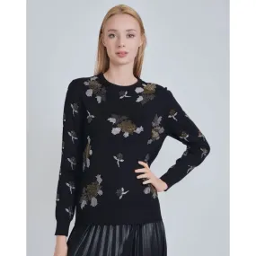 Rhinestone Flower Detail Yal Sweater