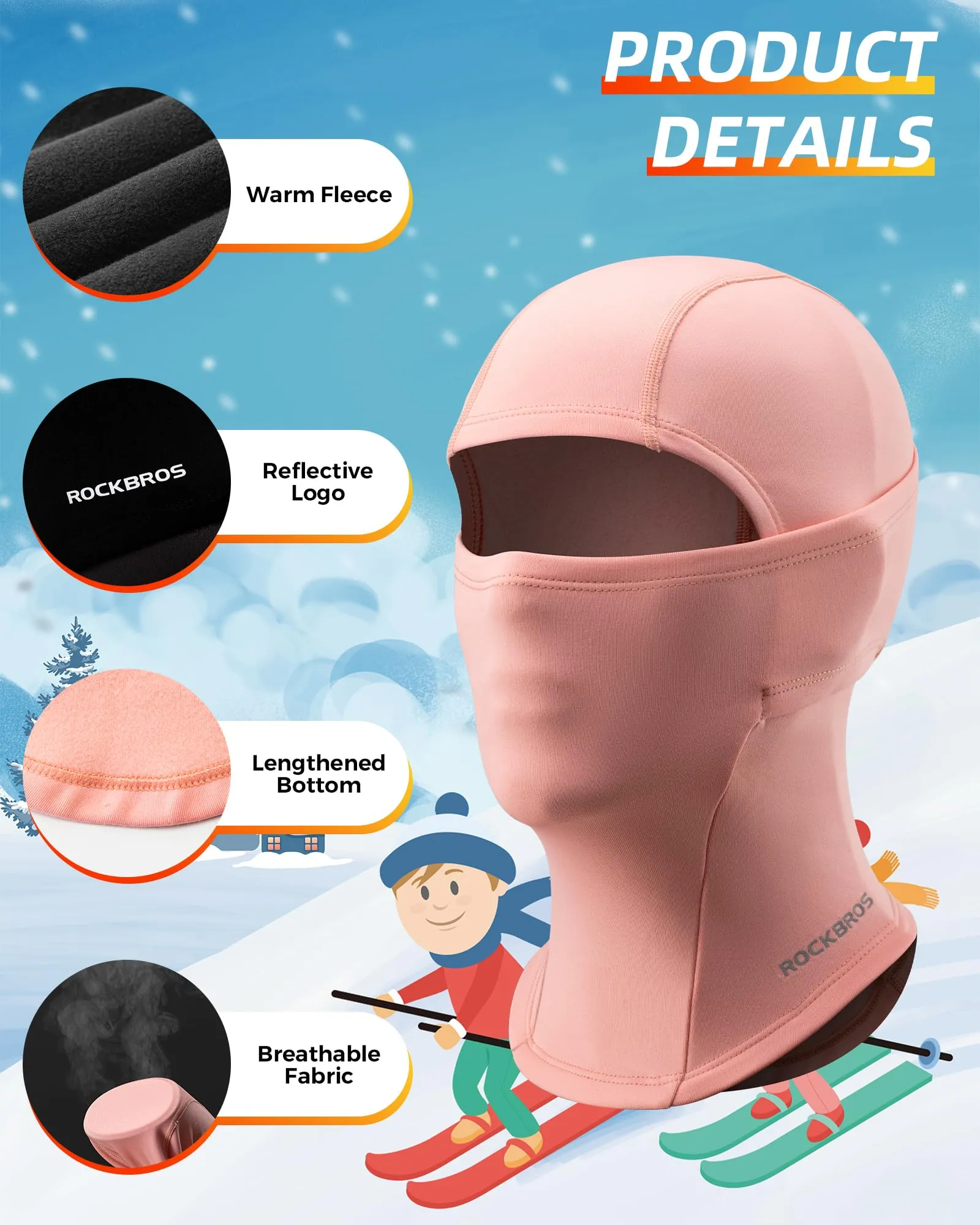 ROCKBROS Windproof Winter Balaclava Ski Mask for Kids