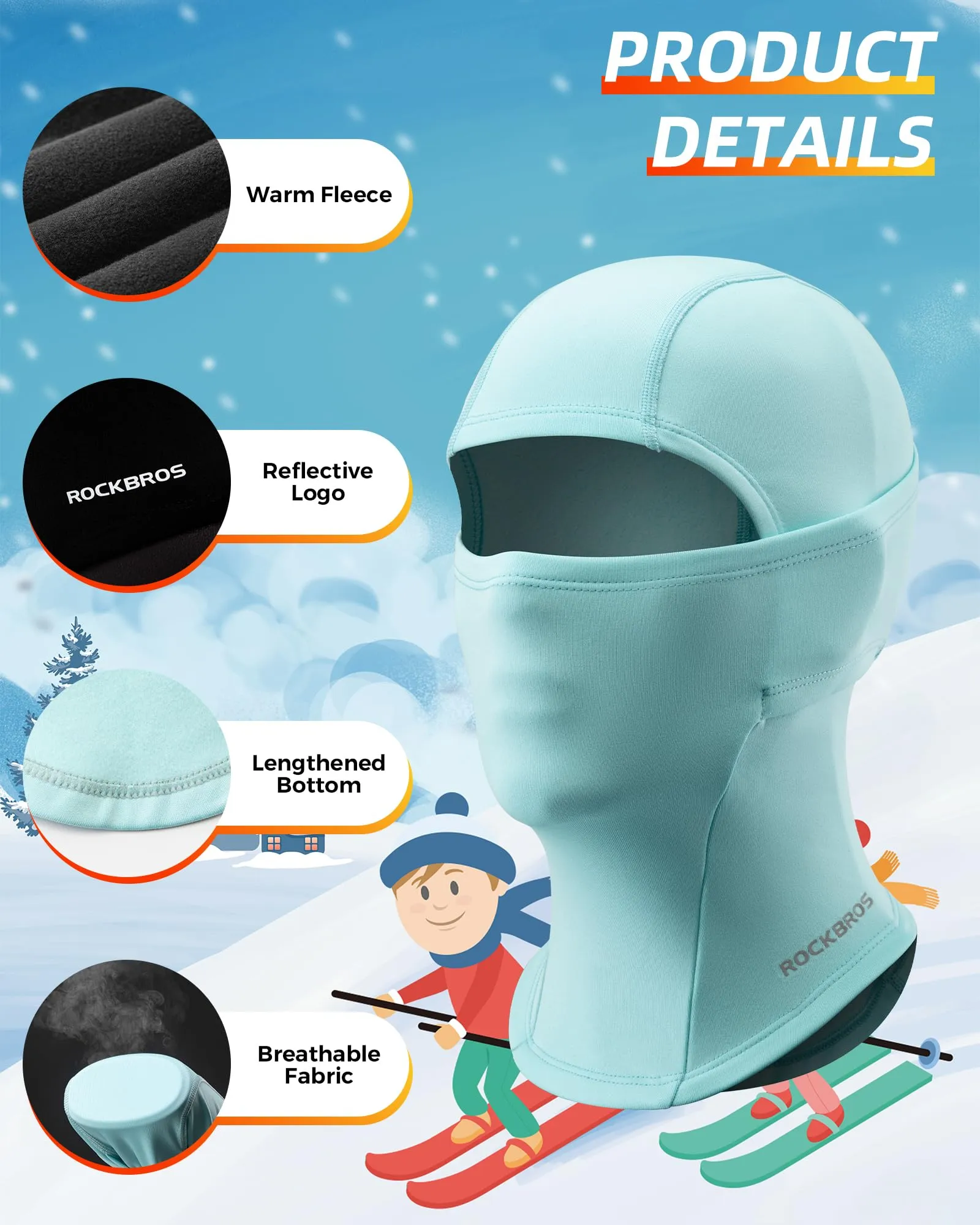 ROCKBROS Windproof Winter Balaclava Ski Mask for Kids