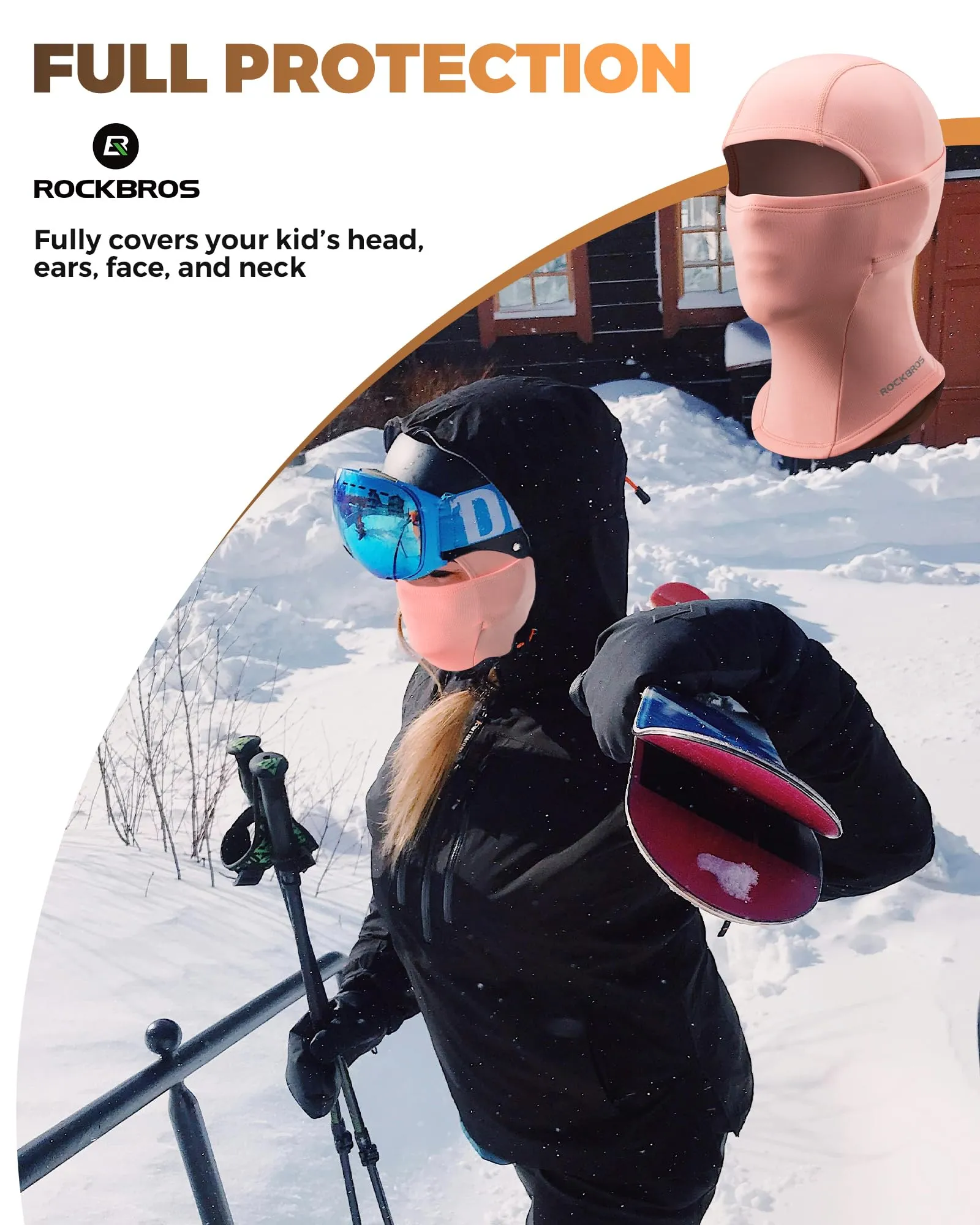 ROCKBROS Windproof Winter Balaclava Ski Mask for Kids