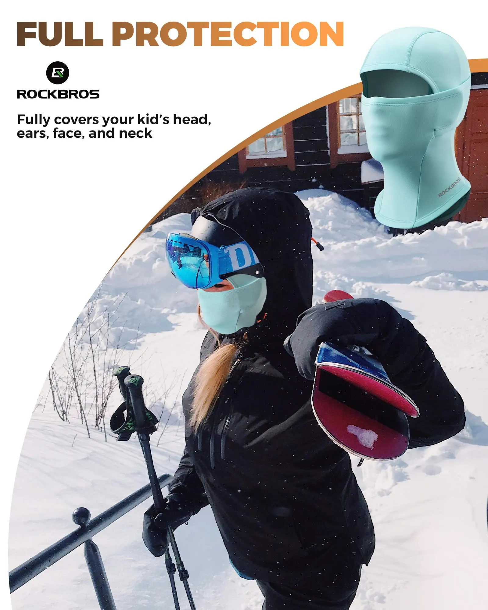 ROCKBROS Windproof Winter Balaclava Ski Mask for Kids