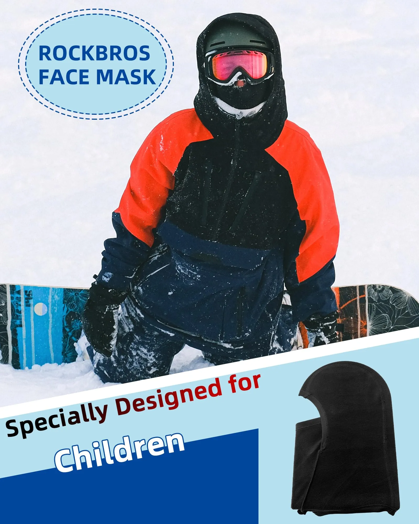 ROCKBROS Windproof Winter Balaclava Ski Mask for Kids