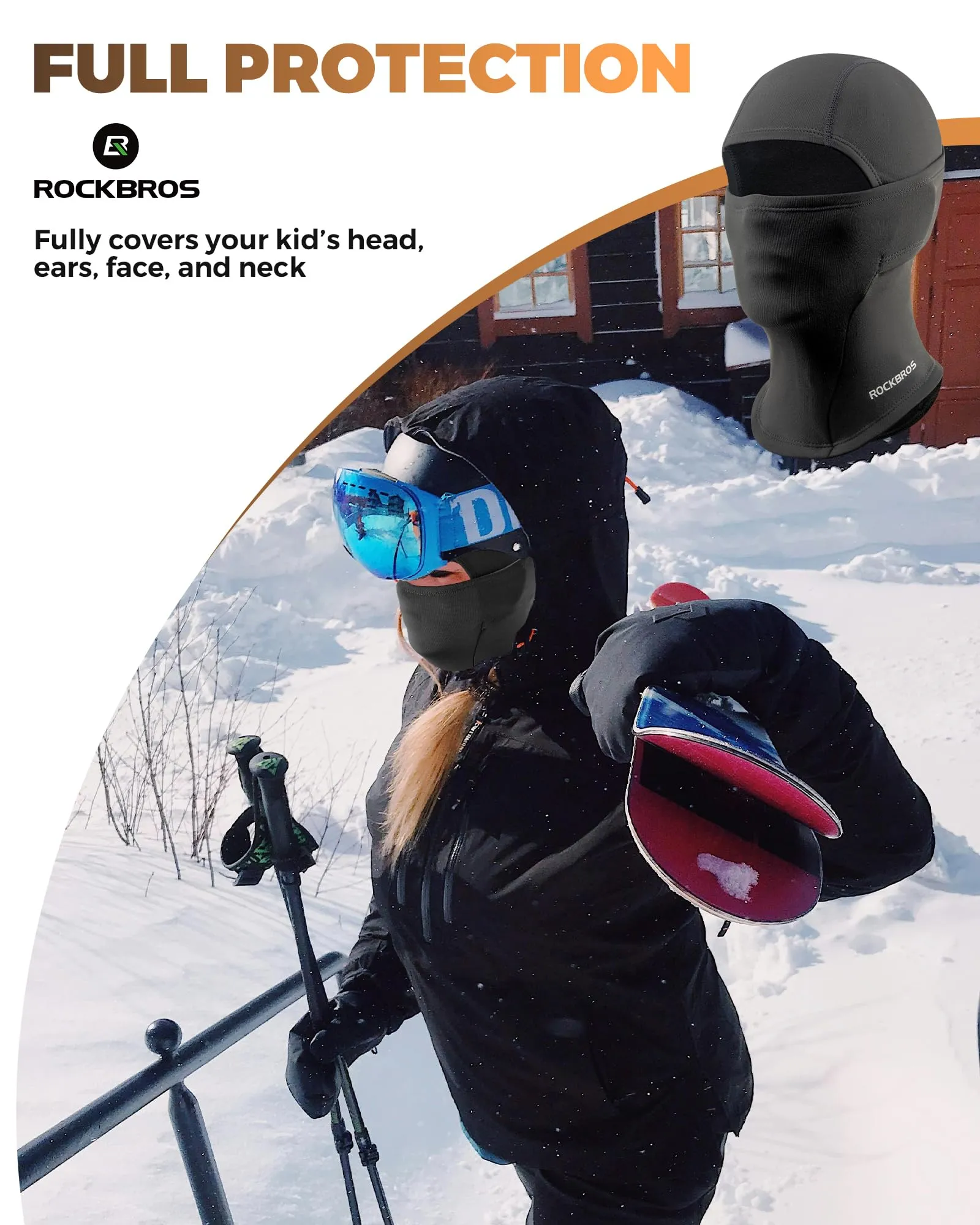 ROCKBROS Windproof Winter Balaclava Ski Mask for Kids