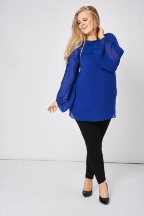 Royal Blue Chiffon Tunic Top