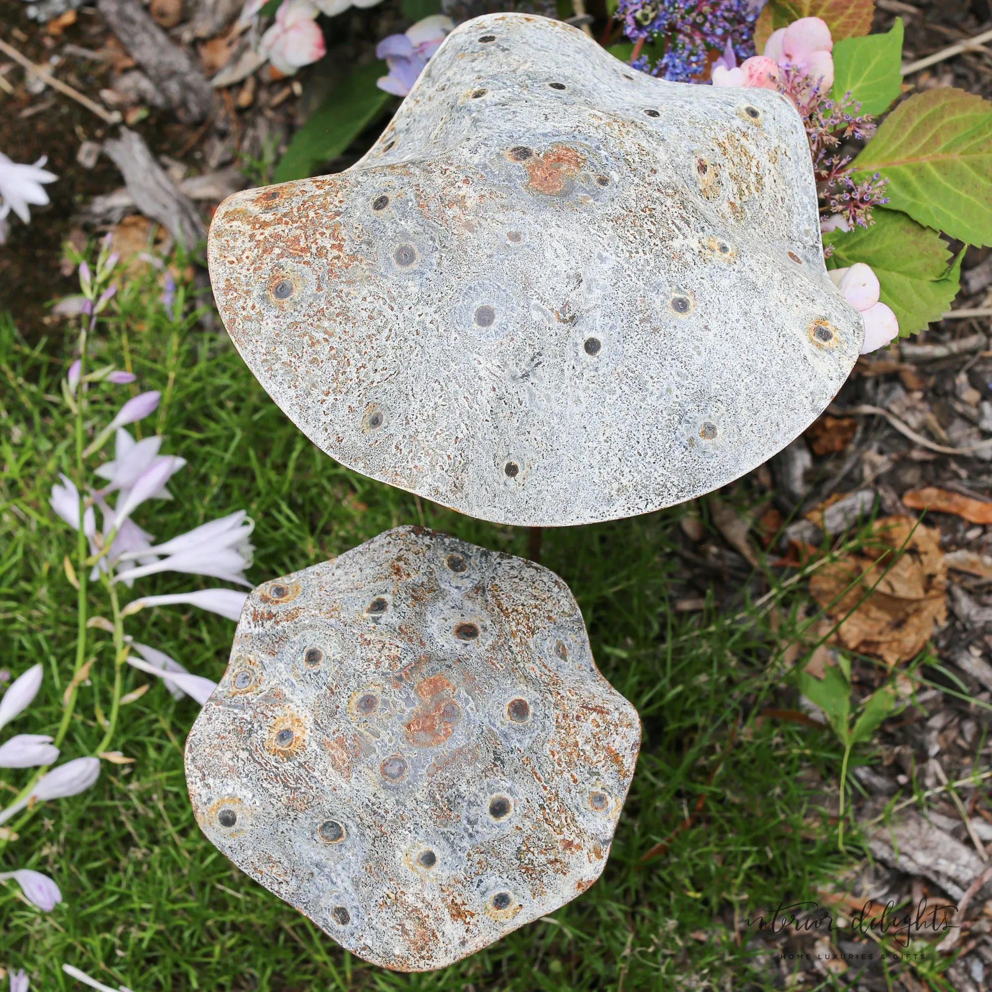 Rustic Metal Mushroom Stakes Set Of 2