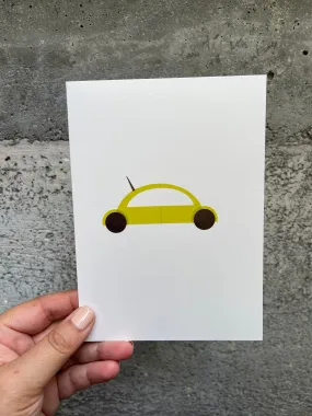 SALE -- Lime Automobile / handmade, cut-paper greeting card