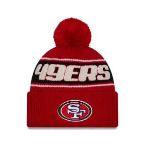 San Francisco 49ers NFL New Era Men's Red 2024 Sideline Sport Knit Pom Hat