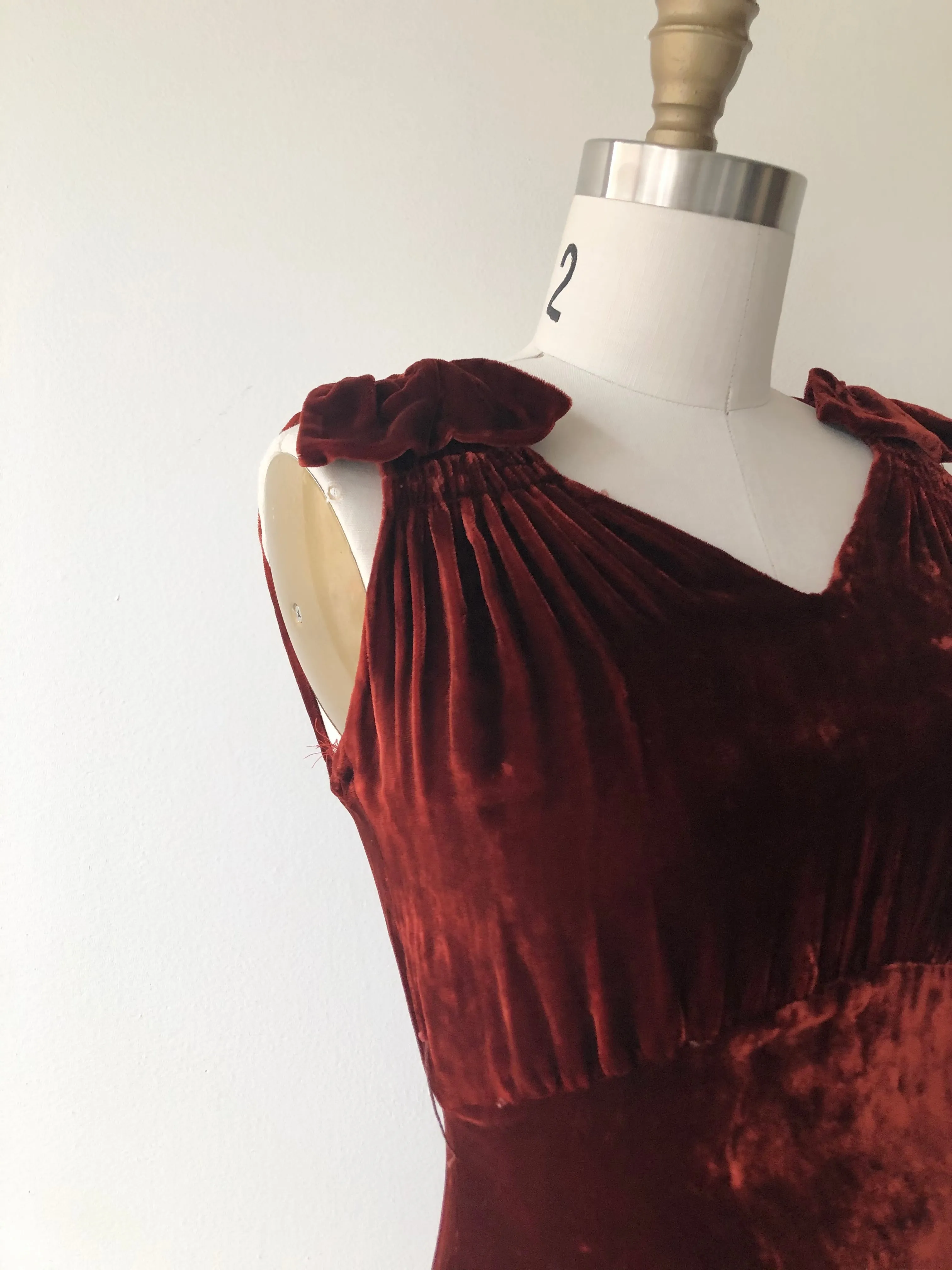 Sanguine Silk Velvet Dress | 1930s