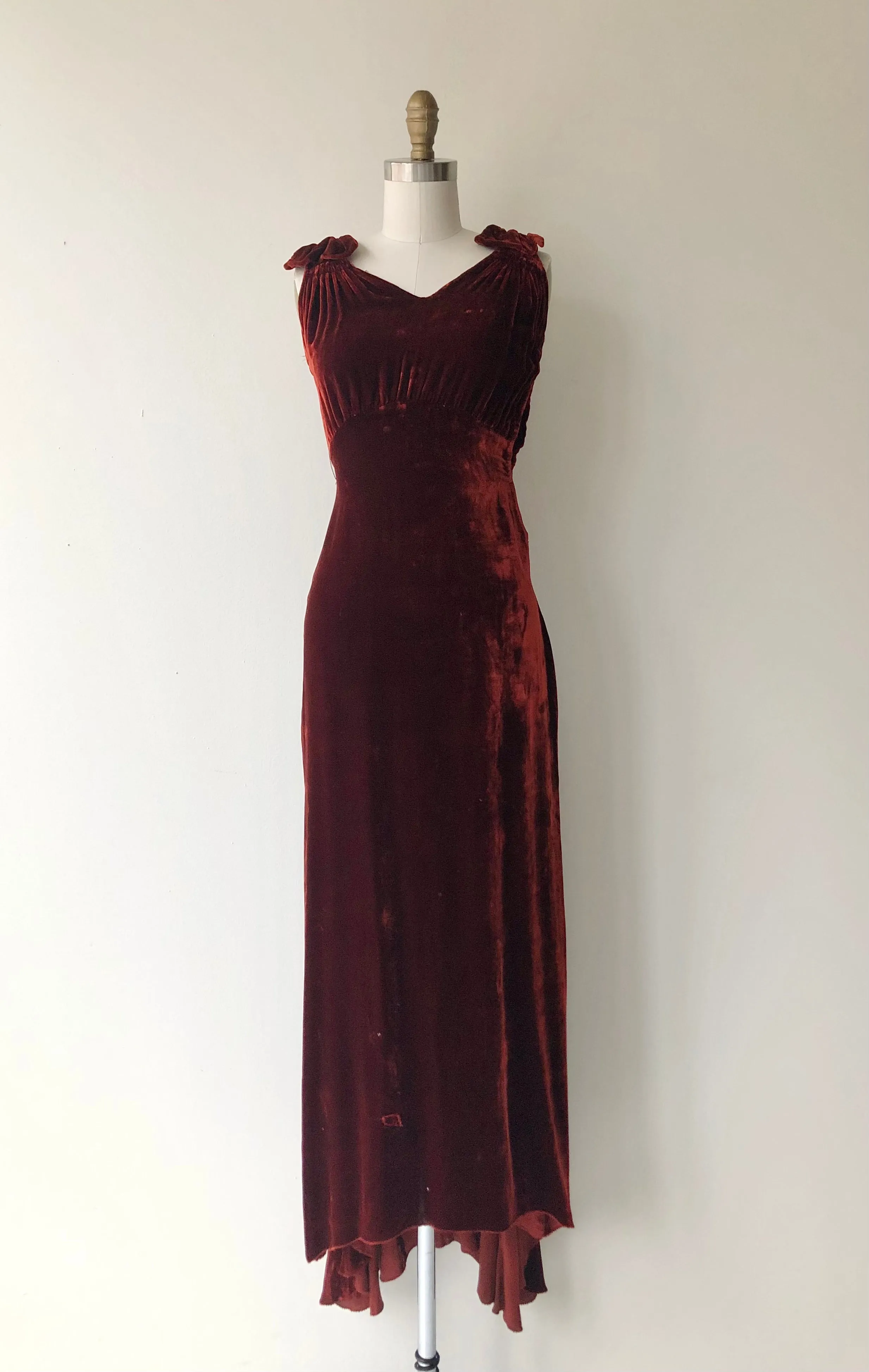 Sanguine Silk Velvet Dress | 1930s