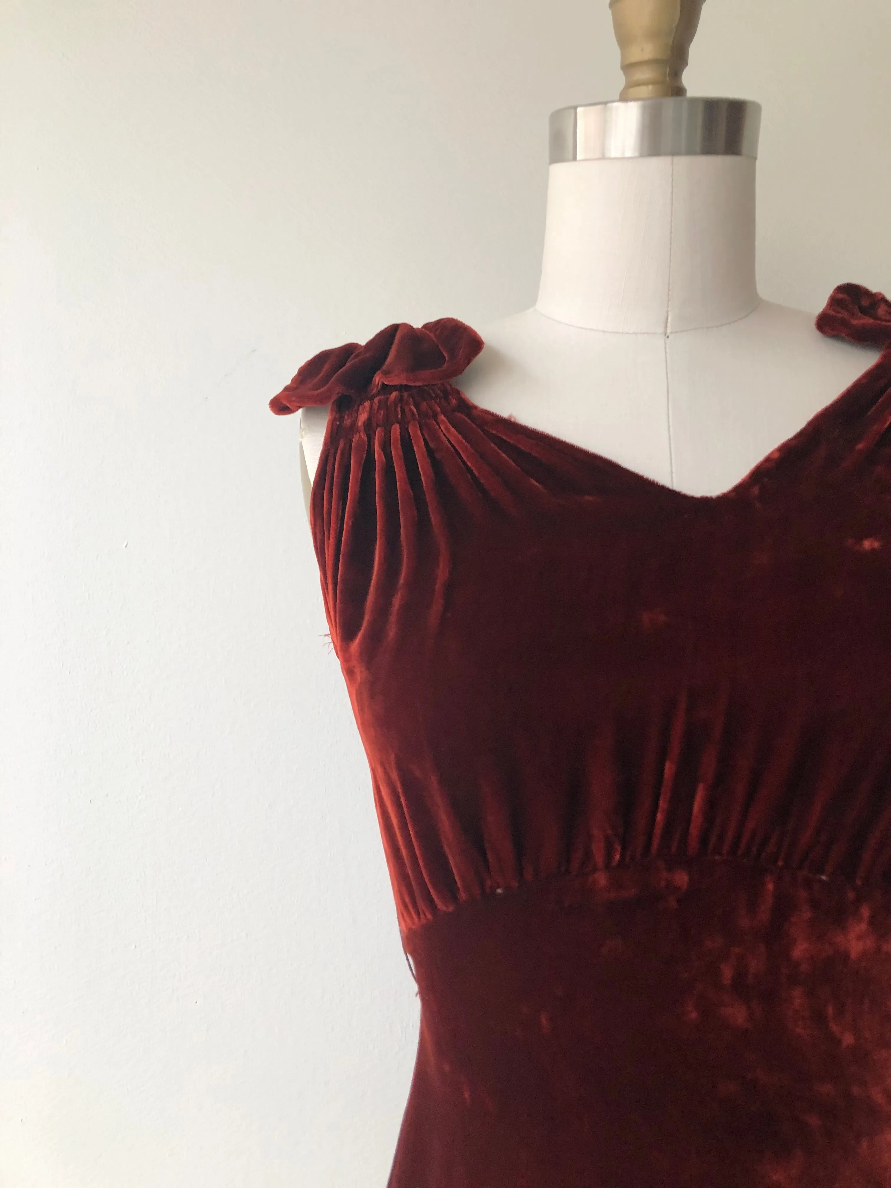 Sanguine Silk Velvet Dress | 1930s