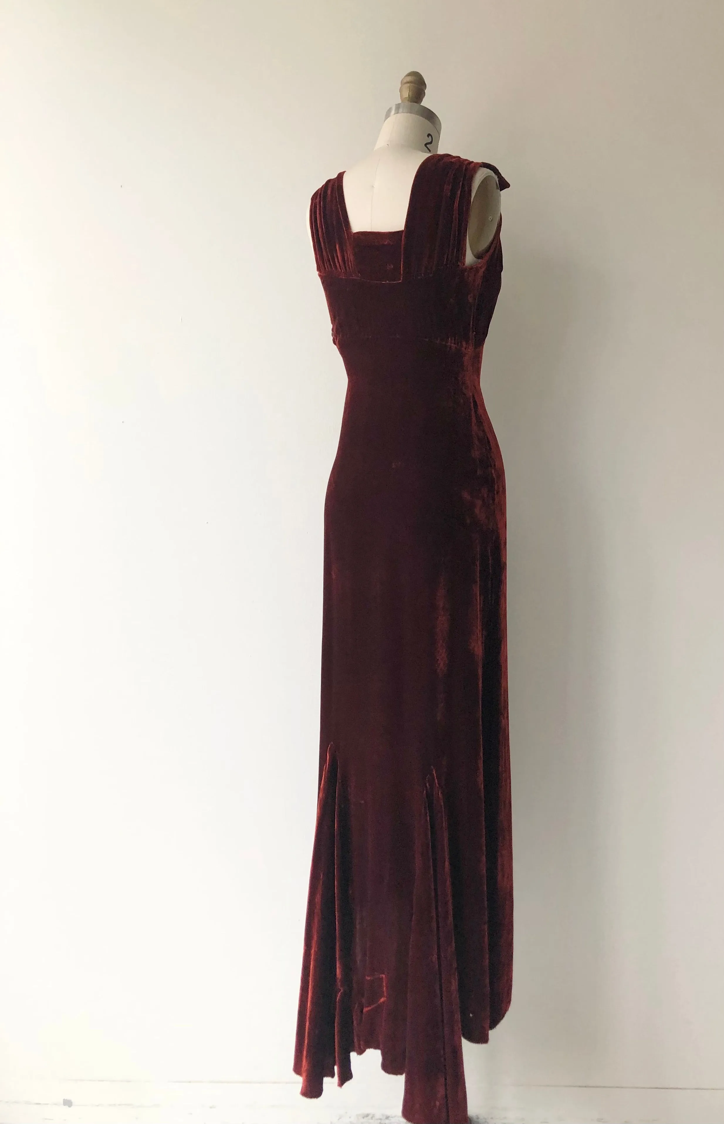 Sanguine Silk Velvet Dress | 1930s