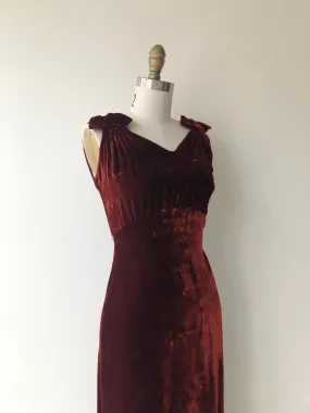 Sanguine Silk Velvet Dress | 1930s