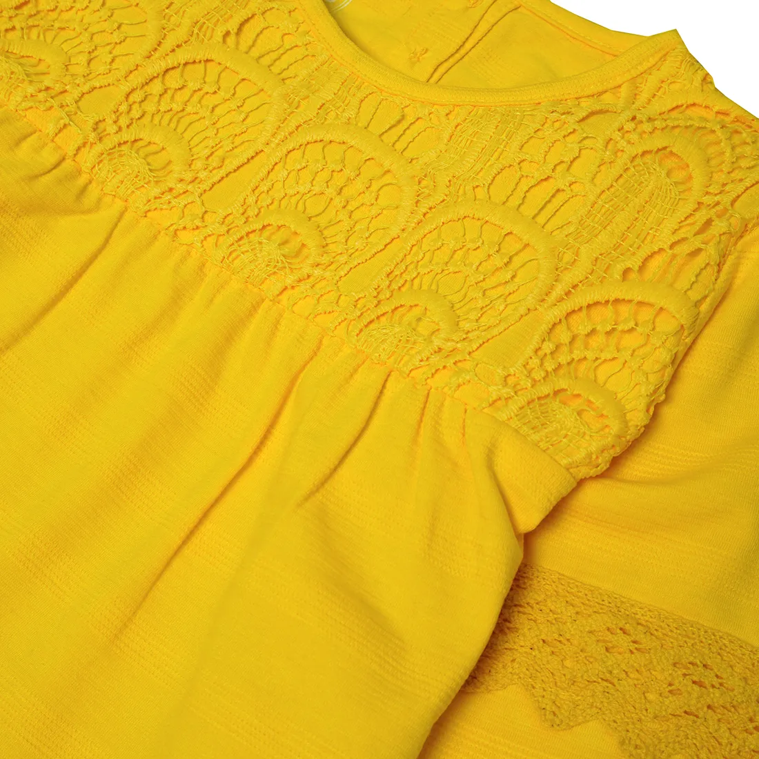 Self Yellow Jaquard Top