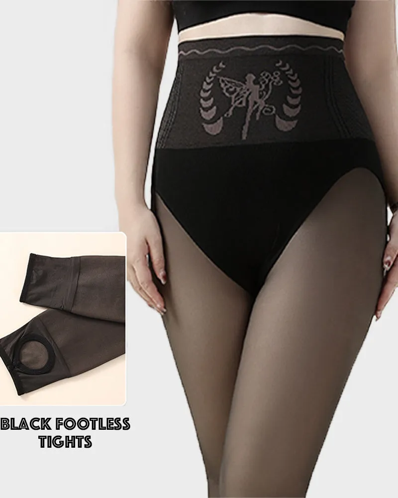 SheCurve®High Waist Fleece Lined Sheer Black Tights